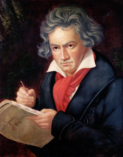 Ludwig van Beethoven che compone la sua 
