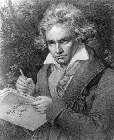 Ludwig van Beethoven che compone la sua 