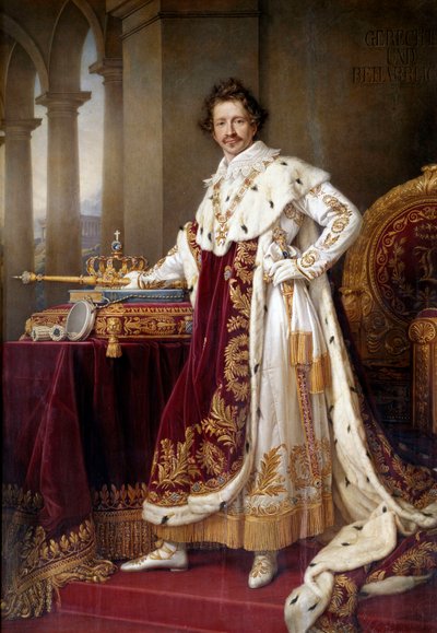 Ritratto a figura intera di Luigi I di Baviera (1786-1868) in abiti da incoronazione da Joseph Carl Stieler