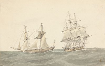 Barquentine e fregata in mari agitati da Joseph Cartwright