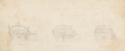 Poppe decorative di tre navi da Joseph Cartwright