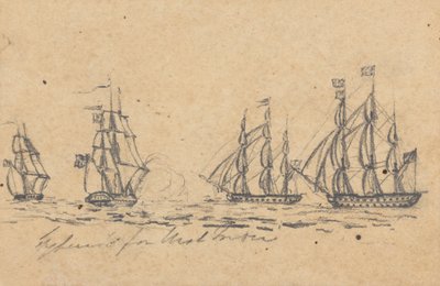 Destinato (?) per le Indie Occidentali: Quattro navi da battaglia da Joseph Cartwright