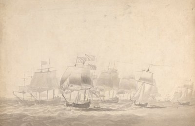 Diverse navi in formazione per la battaglia in mari agitati da Joseph Cartwright