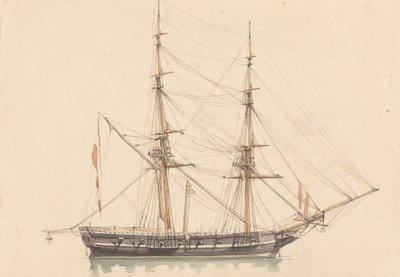Brigantino singolo, vele ammainate da Joseph Cartwright