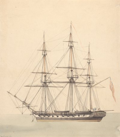Corvetta singola (?) con tre figure in uniformi navali e Union Jack da Joseph Cartwright