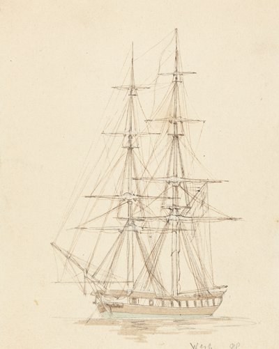 Singolo brigantino ermafrodito, prua in avanti da Joseph Cartwright