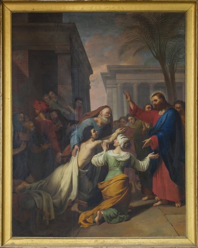 La resurrezione del figlio della vedova di Naim. Olio su tela di Jacques Chabord (1786-1848). Navata della Cattedrale di Sens da Joseph Chabord