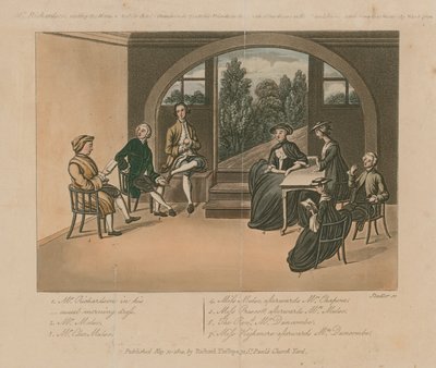Mr Richardson legge il manoscritto di Charles Grandison nel 1751 da Joseph Constantine Stadler