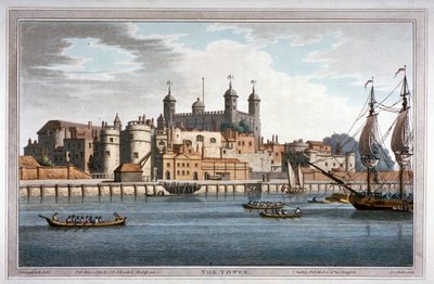Vista sud della Torre di Londra con barche sul fiume Tamigi, 1795 da Joseph Constantine Stadler
