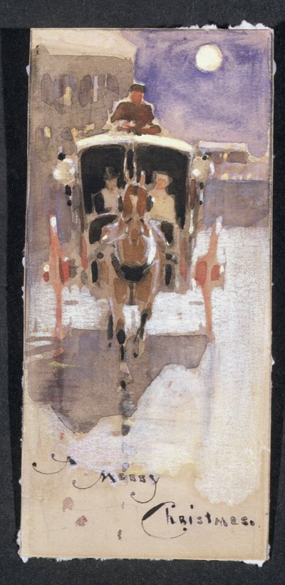 Biglietto di Natale con un cabriolet da Joseph Crawhall