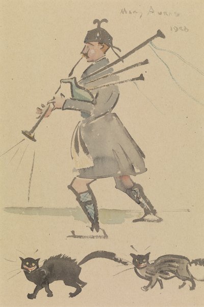 Highlander che suona la cornamusa da Joseph Crawhall