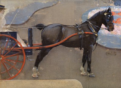 Cavallo e carro con signora da Joseph Crawhall