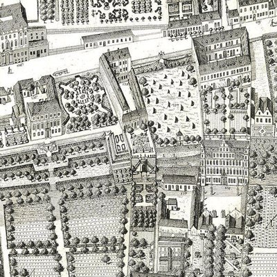 (dettaglio) di una mappa di Vienna che mostra 135 Alsergrund dove Mozart e la sua famiglia vivevano nel 1788 da Joseph Daniel Huber