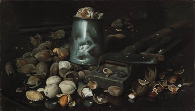 Natura morta con lattina di latta e noci, c.1886 da Joseph Decker