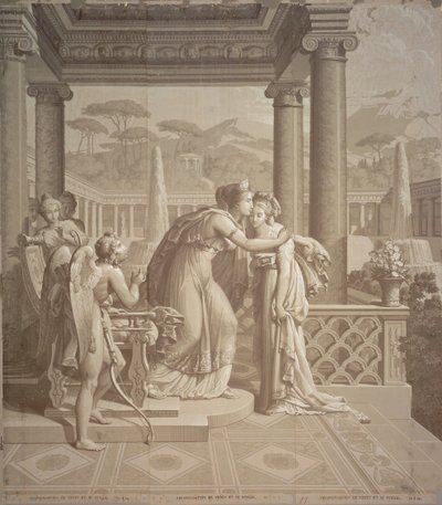 Design per carta da parati con Cupido e Psiche, 1815 da Joseph Dufour