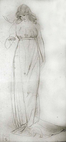 Studio di figura di una ragazza che guarda in basso da Joseph Edward Southall