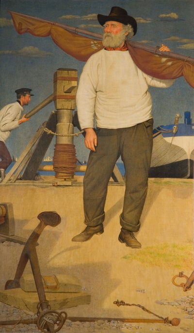 Pescatore che porta una vela, 1907 da Joseph Edward Southall