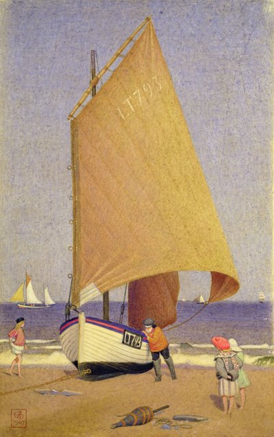 Pescatori che tirano su la Barca, Southwold da Joseph Edward Southall