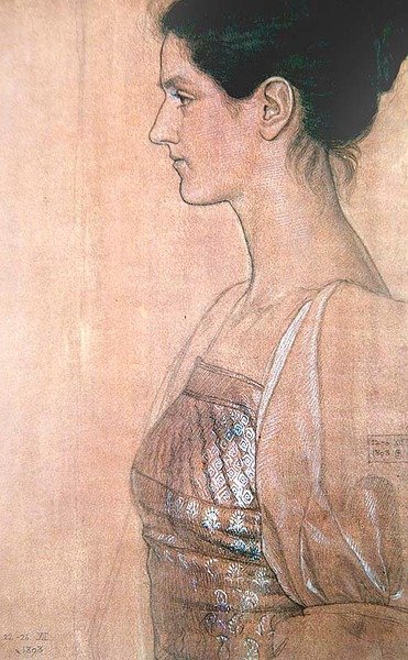 Profilo a mezzo busto di una giovane donna da Joseph Edward Southall