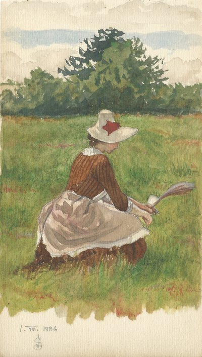 Donna che raccoglie erba da spiaggia, 1.VIII.1886 da Joseph Edward Southall