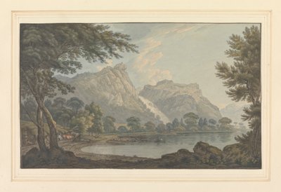 Rocce di Lodore -- cascata e cottage - distanza da Joseph Farington