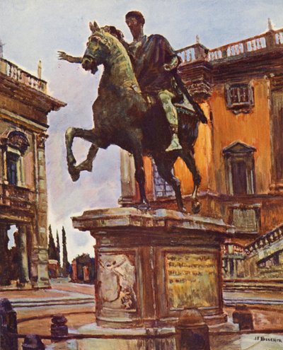 Roma: La statua di Marco Aurelio, Piazza del Campidoglio da Joseph Felix Bouchor