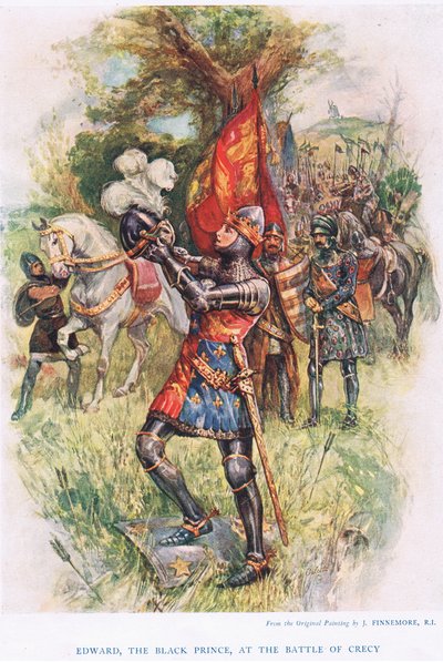 Edoardo, il Principe Nero alla battaglia di Crecy, illustrazione da 