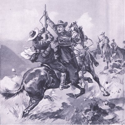 La cattura del Field-Cornet Swanepool, illustrazione da After Pretoria: The Guerilla War, 1902 da Joseph Finnemore