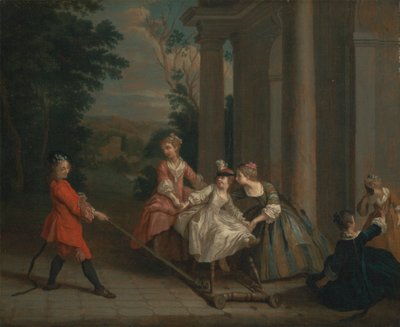 Bambini che giocano con un cavallo a dondolo da Joseph Francis Nollekens
