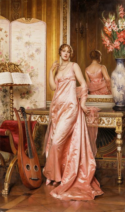 Una signora elegante in un interno da Joseph Frederick Charles Soulacroix