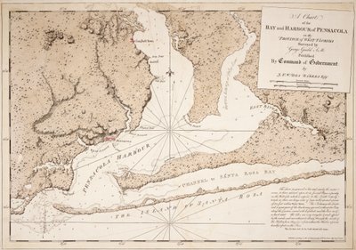 Carta della baia e del porto di Pensacola nella provincia della Florida occidentale da Joseph Frederick Wallet DesBarres