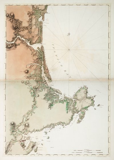 Carta della Baia di Ipswich e di Cape Ann, costa atlantica del Nord America da Joseph Frederick Wallet DesBarres