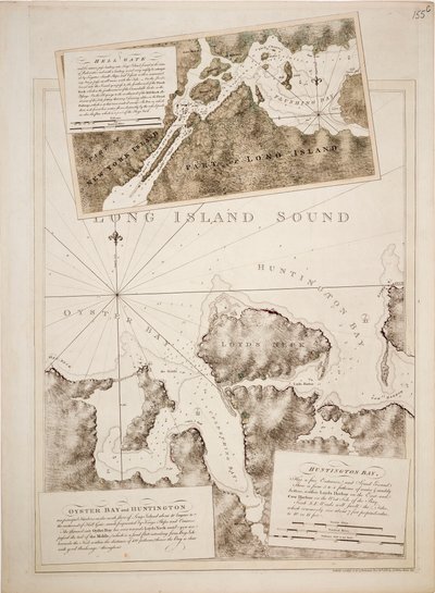 Carta di Oyster Bay e Huntington Bay, Long Island Sound da Joseph Frederick Wallet DesBarres