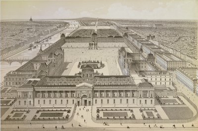 Veduta del Louvre e delle Tuileries, c.1850 da Joseph Gabriel Aubrun