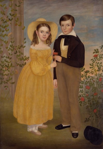 Un ragazzo e una ragazza in un giardino da Joseph Goodhue Chandler