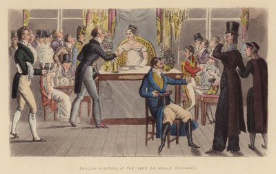 Visitatori inglesi al Café de Mille Colonnes (incisione colorata) da Joseph Grego
