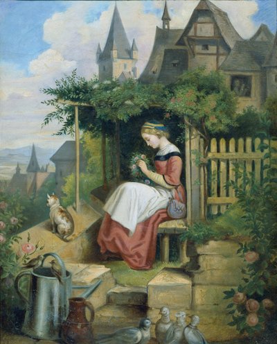 Ragazza nel giardino di casa da Joseph Hasslwander