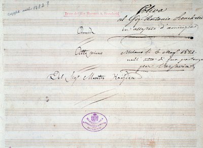 Prima pagina della partitura musicale del minuetto in Armida di J Haydn (1821) da Joseph Haydn