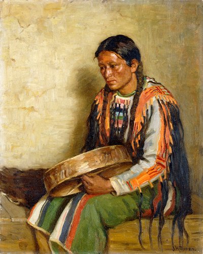 Indiano con tamburo da Joseph Henry Sharp