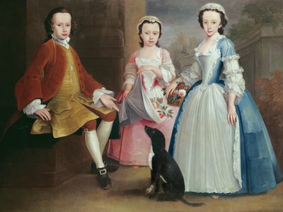 Sara, Anna ed Evan Davies con il loro cane da Joseph Highmore