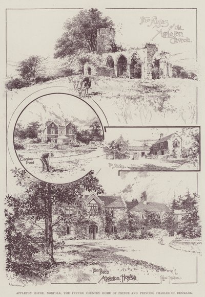 Appleton House, Norfolk, la futura casa di campagna del principe e della principessa Carlo di Danimarca da Joseph Holland Tringham