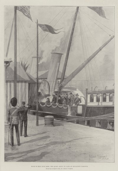 Ritorno a Erin ancora una volta, la Regina in procinto di sbarcare al porto di Kingstown da Joseph Holland Tringham