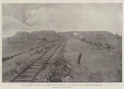 De Aar, mostrando la ferrovia per Kimberley, con Tafelberg in lontananza, circa trentacinque miglia di distanza da Joseph Holland Tringham