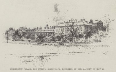 Palazzo di Kensington, luogo di nascita della Regina, rivisitato da Sua Maestà il 15 maggio da Joseph Holland Tringham