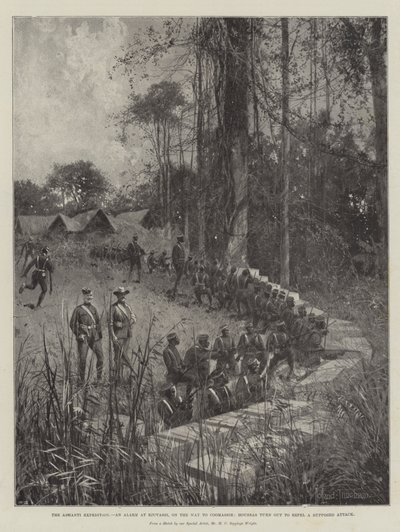 La spedizione Ashanti, un allarme a Ejuvassi, sulla strada per Coomassie, gli Houssas si preparano a respingere un presunto attacco da Joseph Holland Tringham