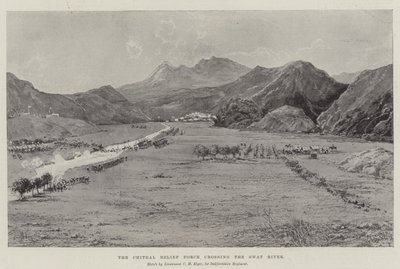La forza di soccorso di Chitral attraversa il fiume Swat da Joseph Holland Tringham