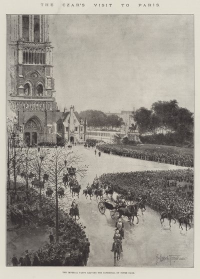 La Visita dello Zar a Parigi, il Partito Imperiale lascia la Cattedrale di Notre Dame da Joseph Holland Tringham