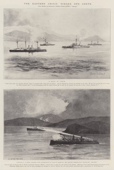 La crisi orientale, scene al largo di Creta da Joseph Holland Tringham