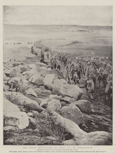Gli Highlanders di Gordon in viaggio verso Elandslaagte da Joseph Holland Tringham