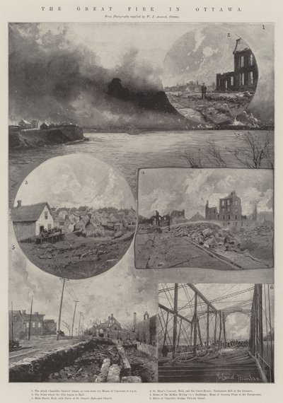 Il grande incendio di Ottawa da Joseph Holland Tringham